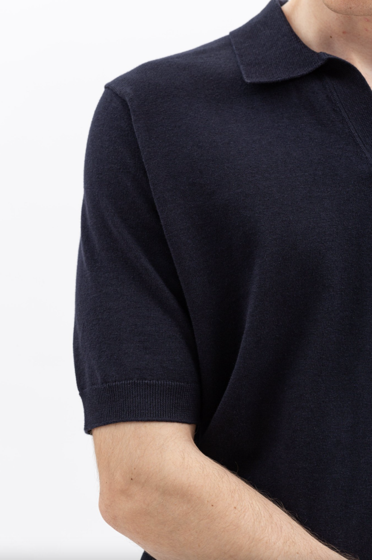 Norse Projects Leif Cotton Linen Polo 'Dark Navy'