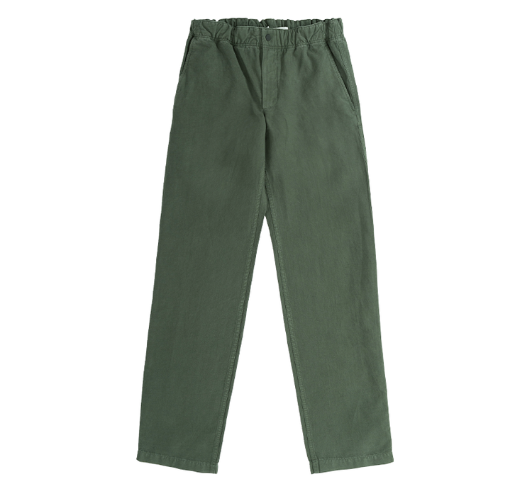 Norse Projects Ezra Relaxed Cotton Linen Trousers 'Spruce Green'