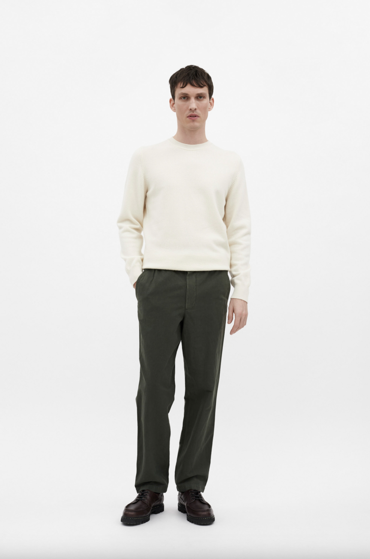 Norse Projects Ezra Relaxed Cotton Linen Trousers 'Spruce Green'