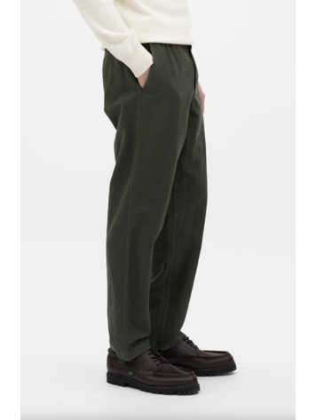 Norse Projects Ezra Relaxed Cotton Linen Trousers 'Spruce Green'