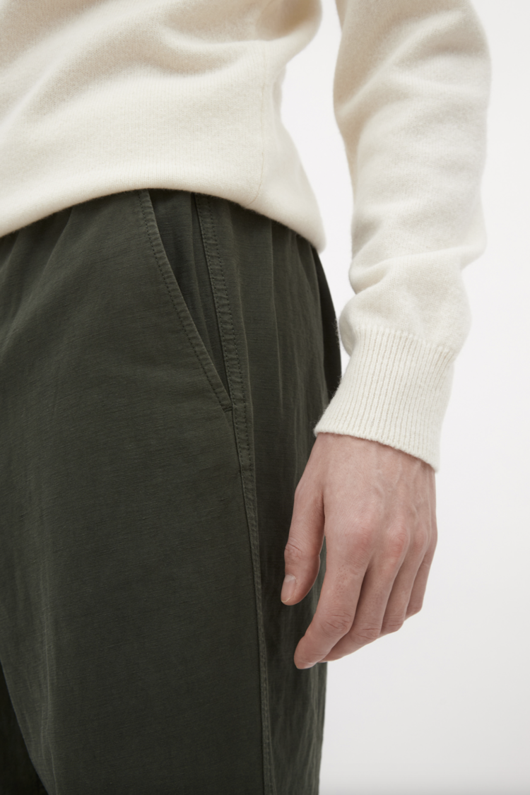 Norse Projects Ezra Relaxed Cotton Linen Trousers 'Spruce Green'