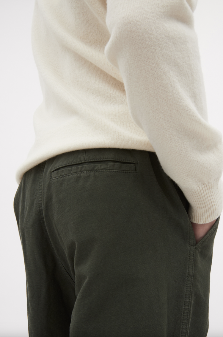 Norse Projects Ezra Relaxed Cotton Linen Trousers 'Spruce Green'
