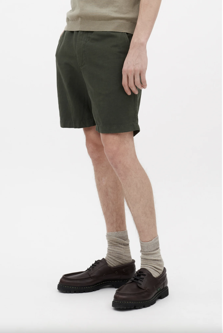 Norse Projects Ezra Relaxed Cotton Linen Short 'Spruce Green'