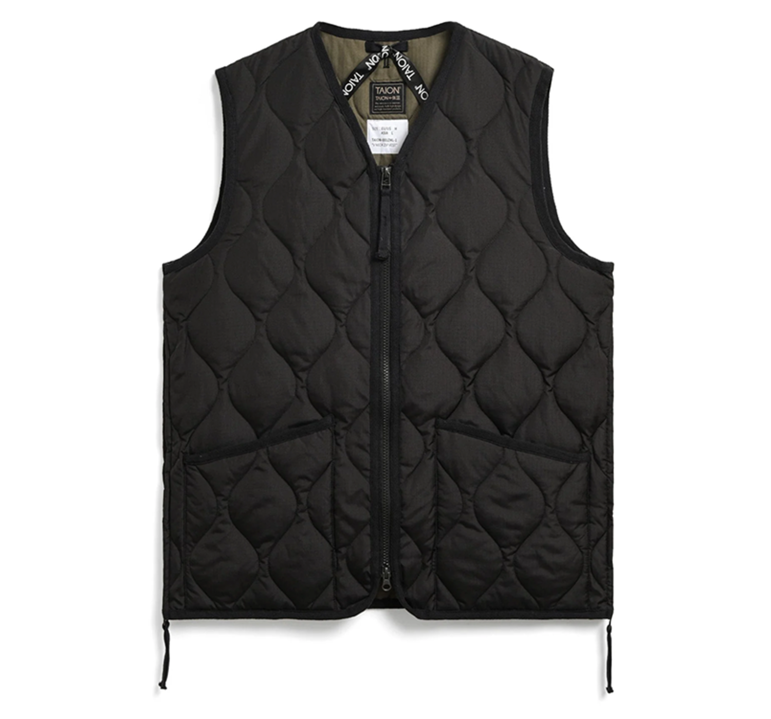 Military W-Zip V Neck Down Vest 'Black' - DEAUP