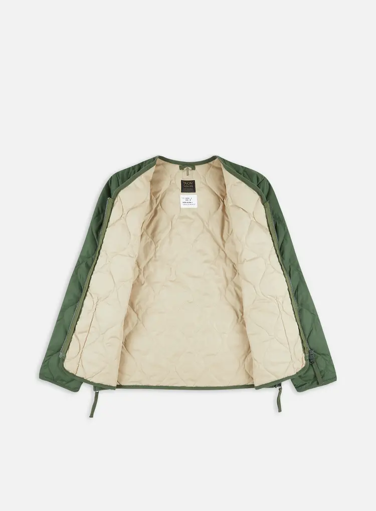 Taion Military W-Zip V Neck Down Jacket 'Olive'