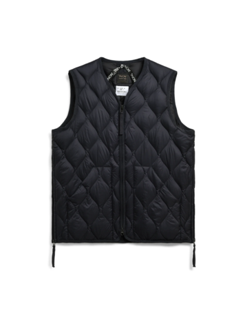 Military V Neck W-Zip Down Vest 'Black' - DEAUP
