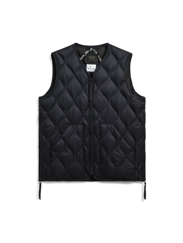 TAION V NECK ZIP VEST ブラック L Unisex Military V-Neck W-Zip Down Vest (Soft Shell) – TAION US