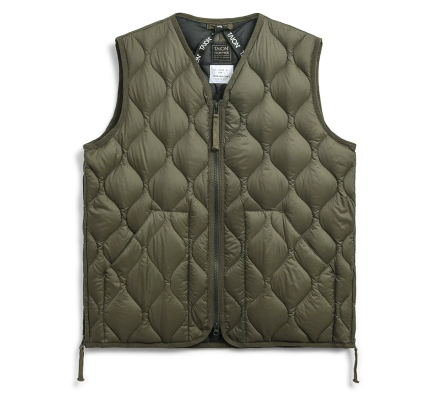 TAION V NECK ZIP VEST ブラック L ミリタリー Vネックジップ ダウンベスト – TAIONインナーダウン