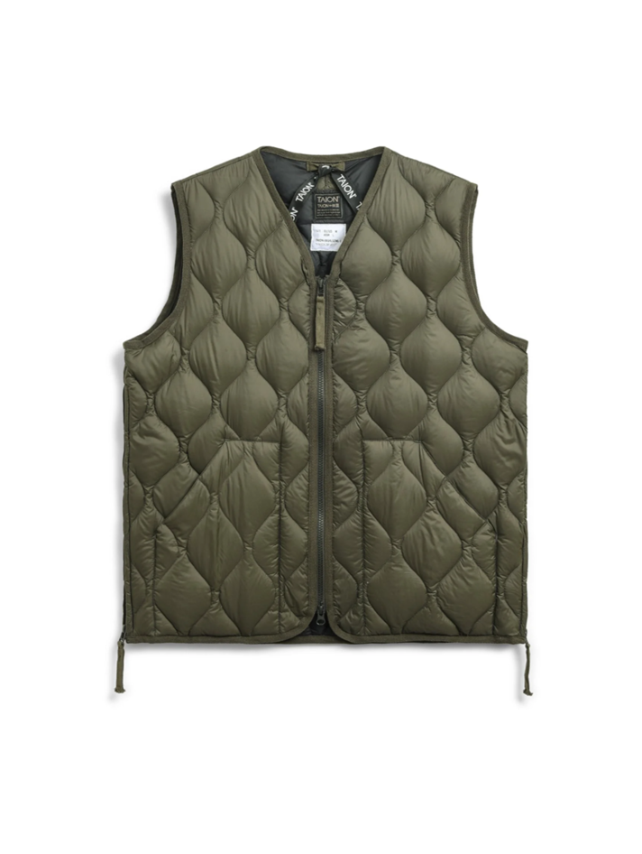 ジャケット・アウター TAION MILITARY CREW NECK DOWN VEST Taion Military Crew Neck w/Zip Down Vest – AB FITS