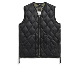 TAION V NECK ZIP VEST ブラック L TAION Military Zip V-Neck Down Vest in Black – The Rake