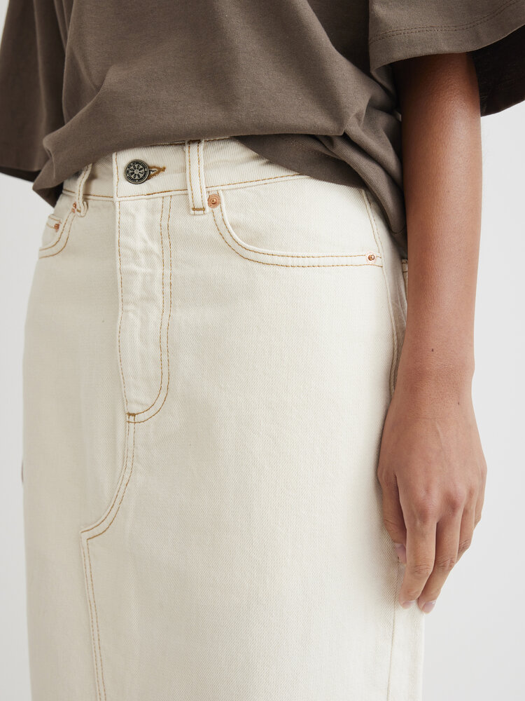 Woodbird Pander Denim Skirt 'Off White'
