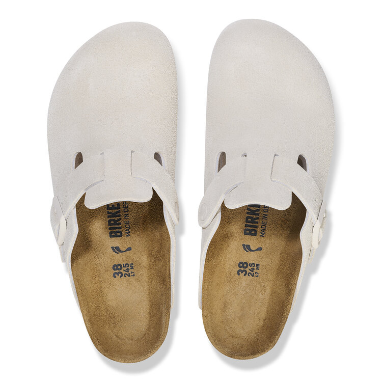 Birkenstock Boston Suede Leve 'Antique White'