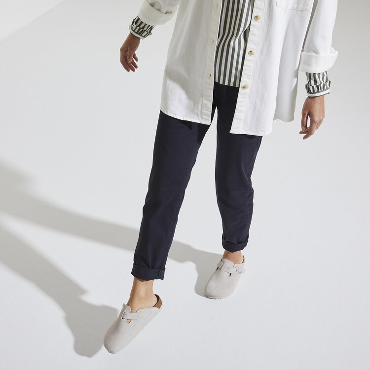 Birkenstock Boston Suede Leve 'Antique White'