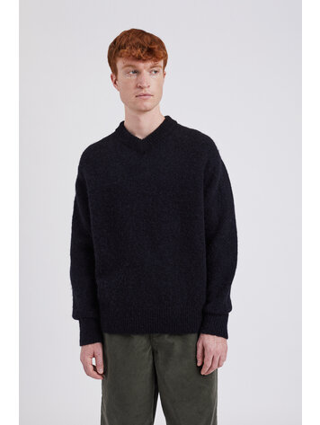 Norse Projects Rasmus Relaxed Brushed V-Neck Sweater 'Black'