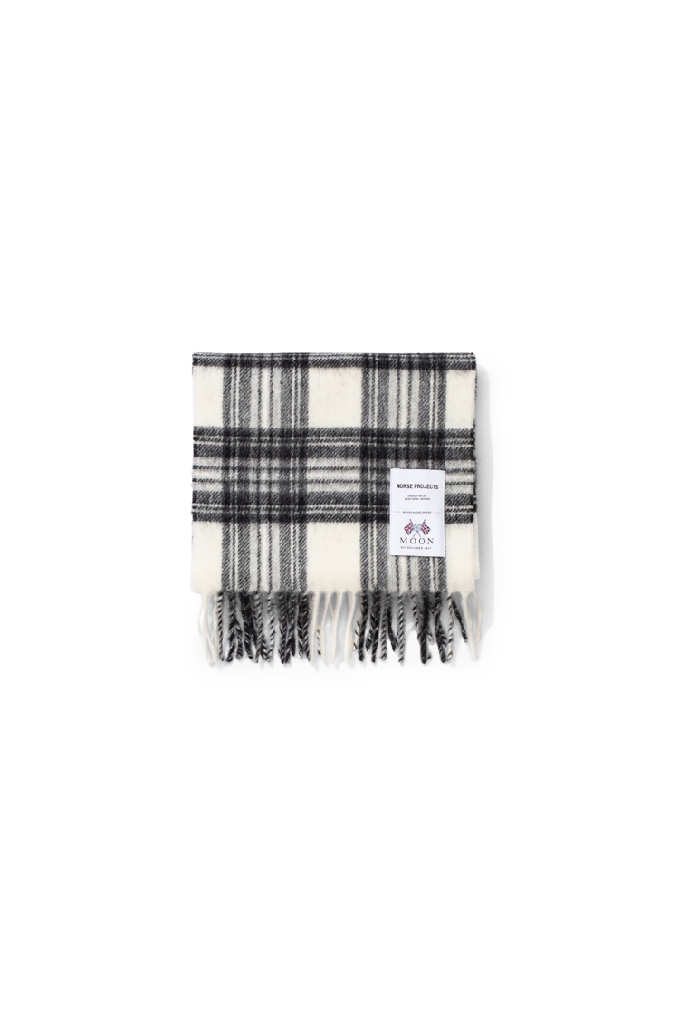 Norse Projects Moon Merino Lambswool Checked Scarf 'Magnet Grey'