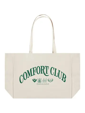 Comfort Club Logo Quote Totebag 'Vintage White / Jade Green'