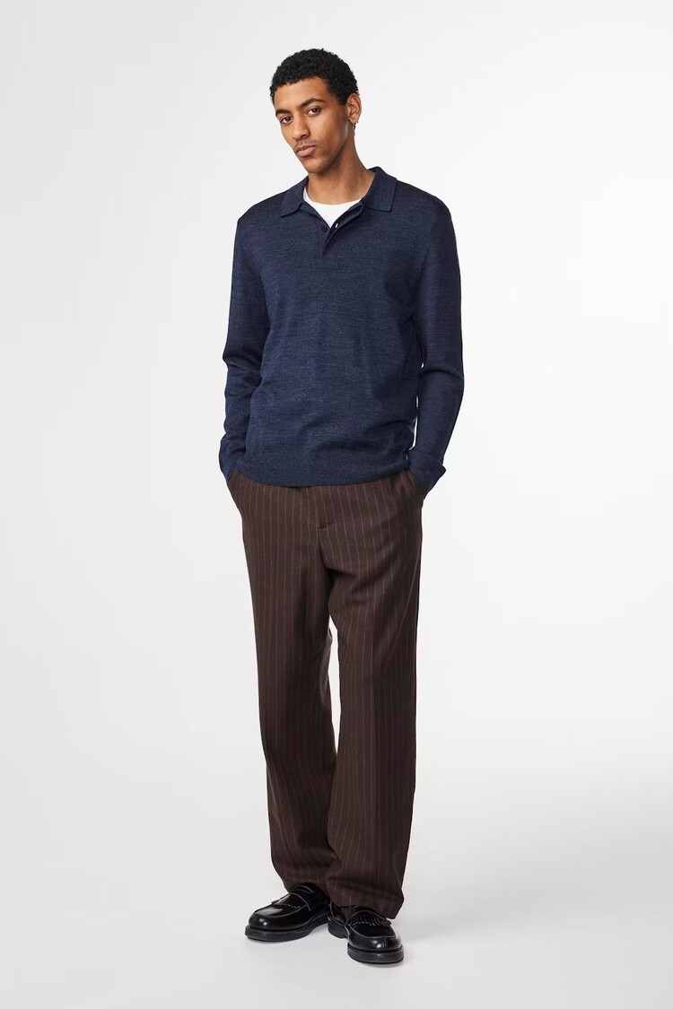 No Nationality 07 Emerson 6605 Wool Polo 'Navy Mouline'