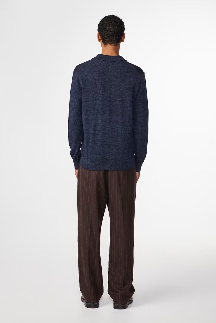 No Nationality 07 Emerson 6605 Wool Polo 'Navy Mouline'