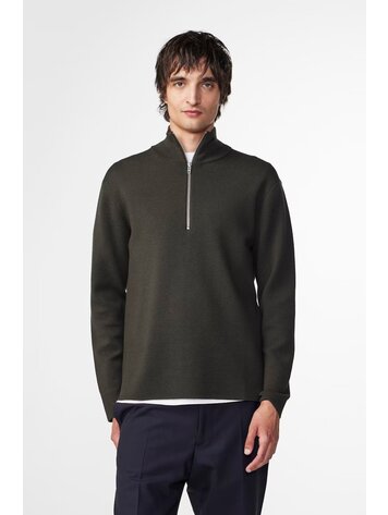 No Nationality 07 Harald 6530 Half Zip Wool Blend Sweater 'Dark Army'