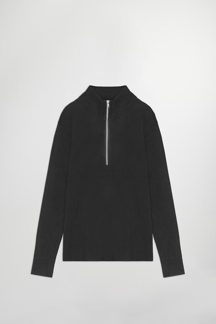 No Nationality 07 Harald 6530 Half Zip Wool Blend Sweater 'Dark Army'