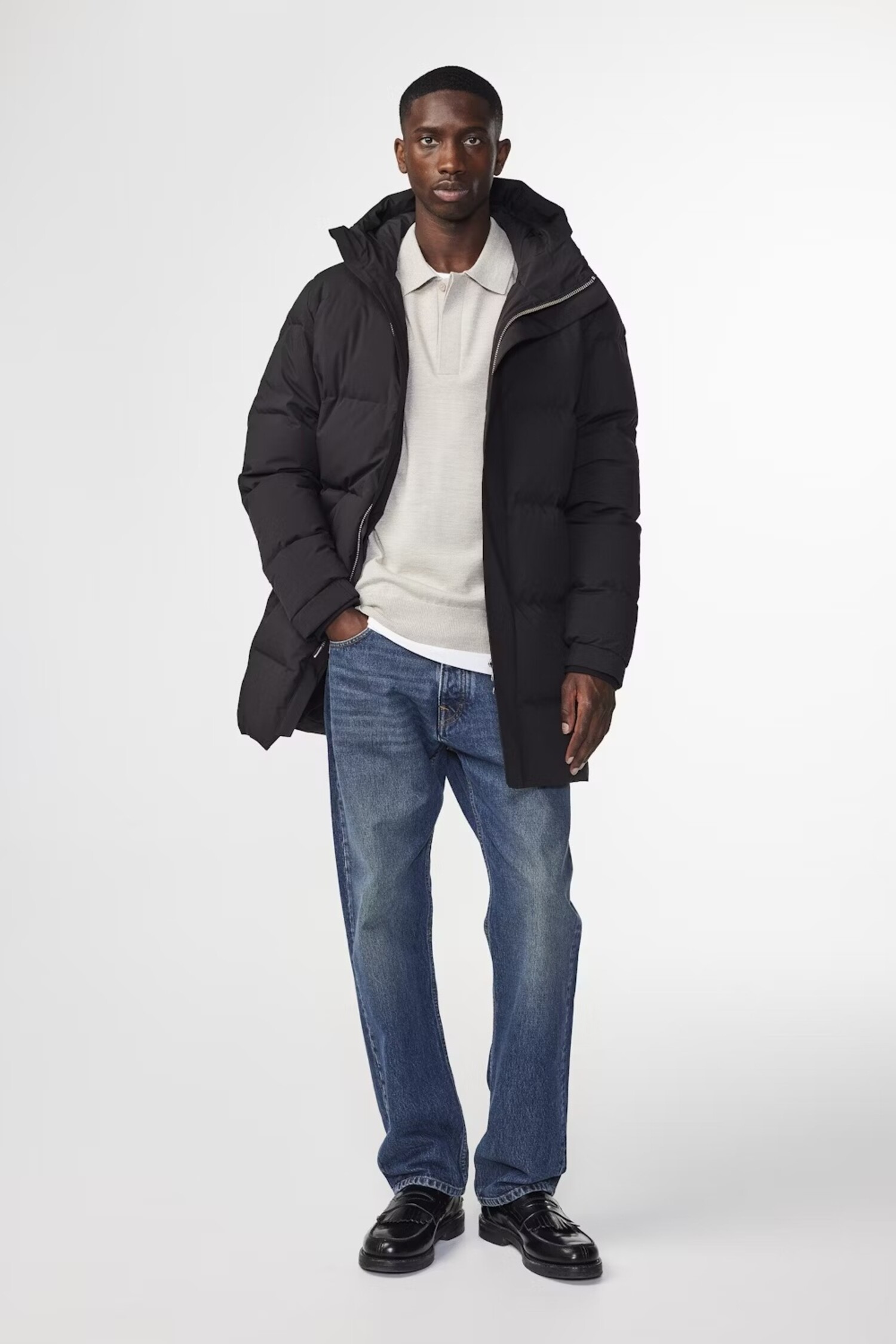 Jake 8181 Mid-length Technical Down Jacket 'Black' - DEAUP
