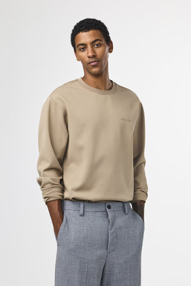 No Nationality 07 Nat 3457 Long Sleeve Logo T-Shirt 'Timber Wolf'