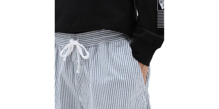 Range Seersucker Loose Waist Shorts 'White / Teal'