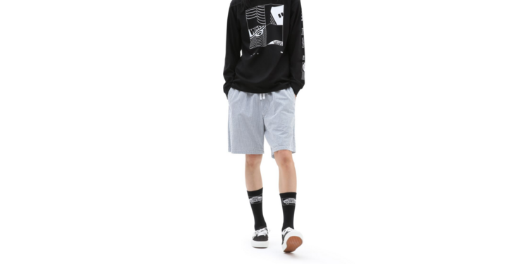 Range Seersucker Loose Waist Shorts 'White / Teal'