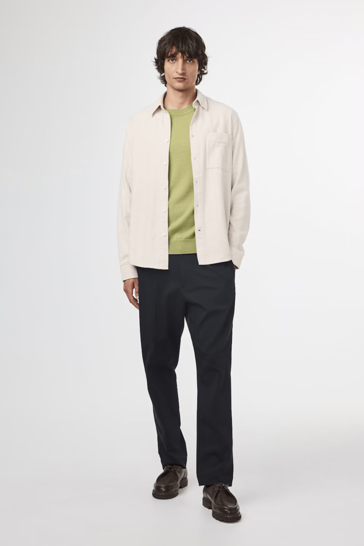 No Nationality 07 Arne 51166 Flannel Shirt 'Creme Check'