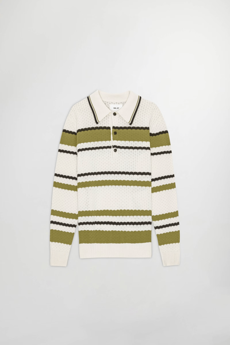 No Nationality 07 Alfie 6636 Knitted Polo 'Ivory'