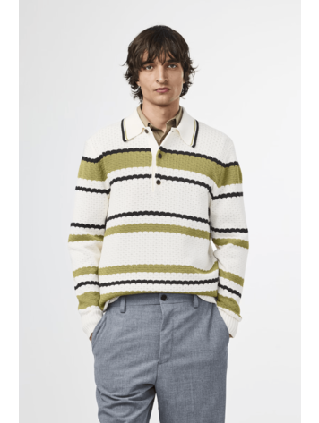 No Nationality 07 Alfie 6636 Knitted Polo 'Ivory'