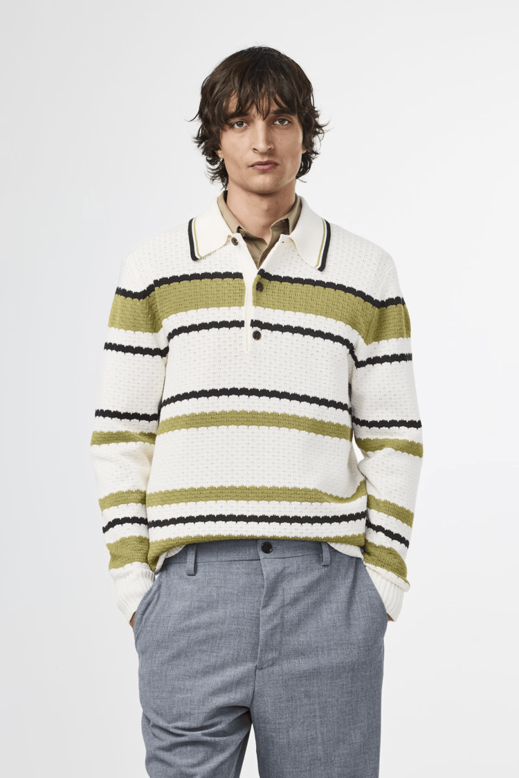 No Nationality 07 Alfie 6636 Knitted Polo 'Ivory'