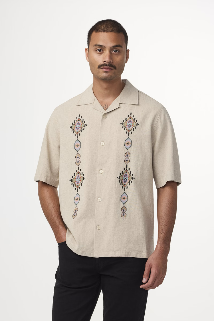 No Nationality 07 Ole 5396 Linen Blend Shirt 'Oatmeal'