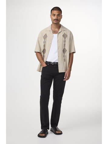 No Nationality 07 Ole 5396 Linen Blend Shirt 'Oatmeal'