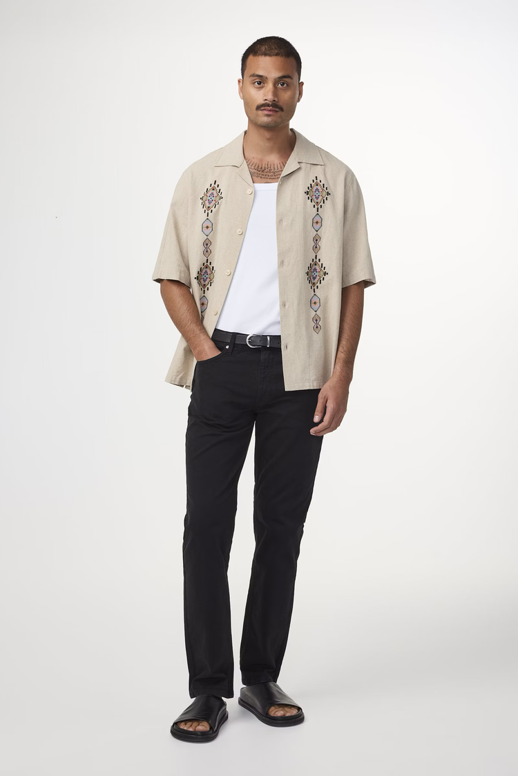 No Nationality 07 Ole 5396 Linen Blend Shirt 'Oatmeal'