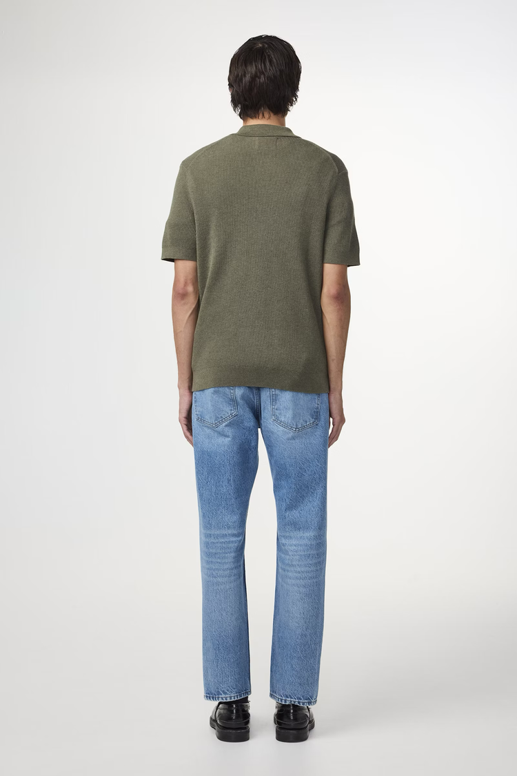 No Nationality 07 Hansie 6600 Ribbed Half Zip Polo 'Capers'