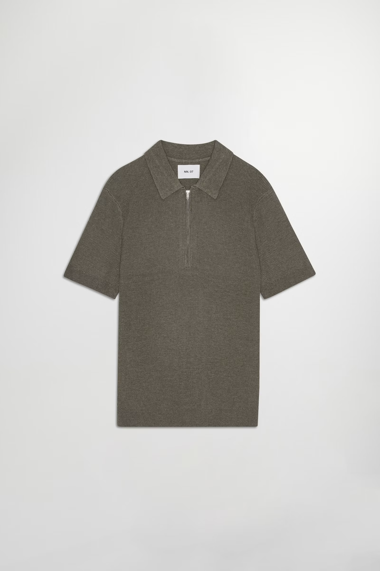 No Nationality 07 Hansie 6600 Ribbed Half Zip Polo 'Capers'