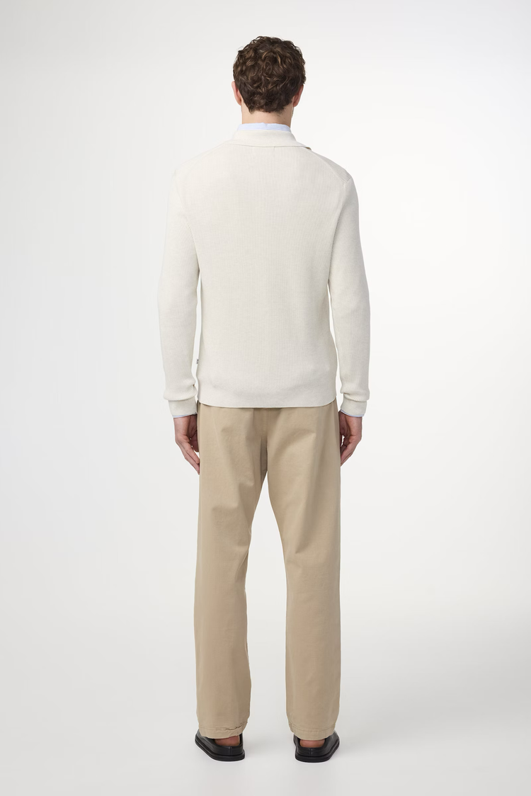 No Nationality 07 Hansie 6600 Ribbed Half Zip Polo 'Ivory'