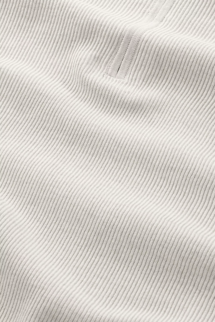 No Nationality 07 Hansie 6600 Ribbed Half Zip Polo 'Ivory'