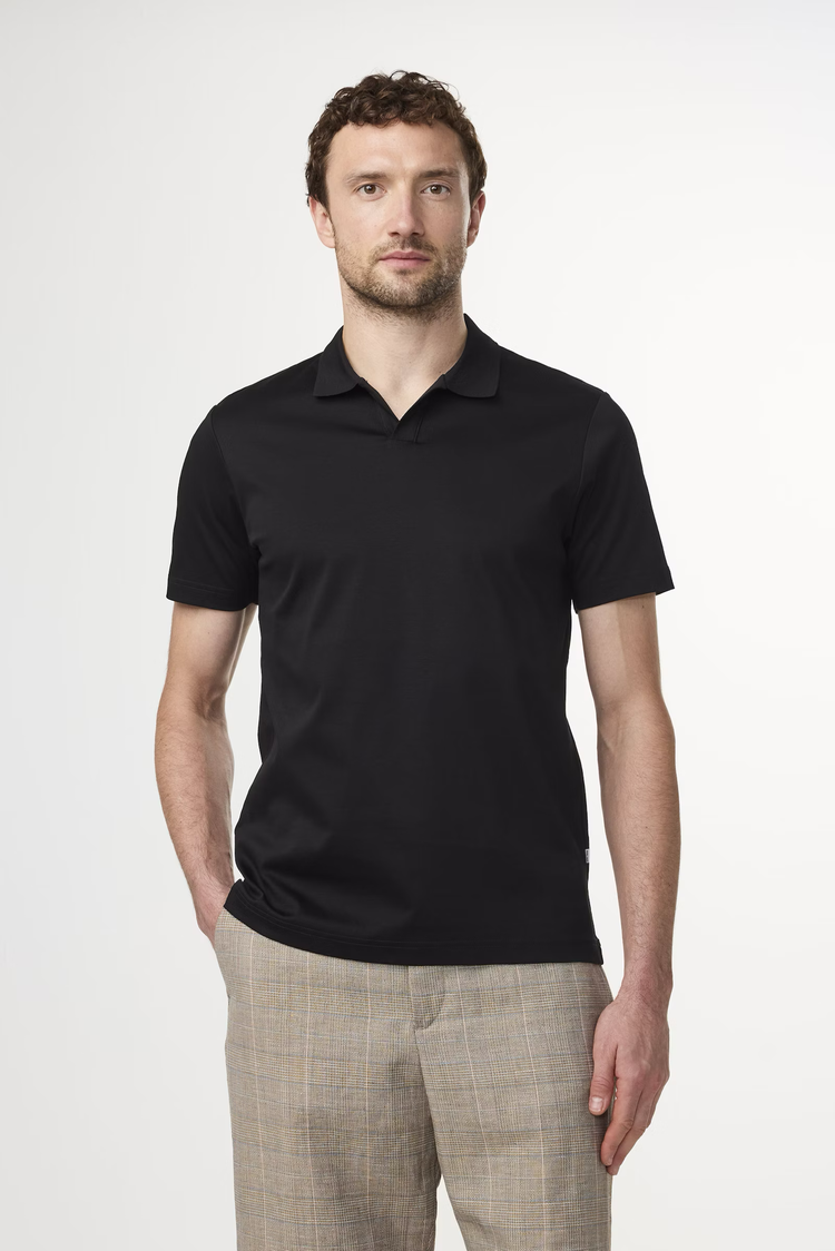 No Nationality 07 Paul 3525 Open-Collar Polo 'Black'