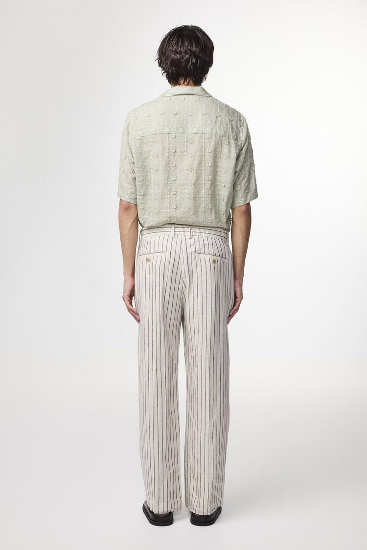 No Nationality 07 Kay Relaxed Fit Linen Trouser 'Oat Stripes'