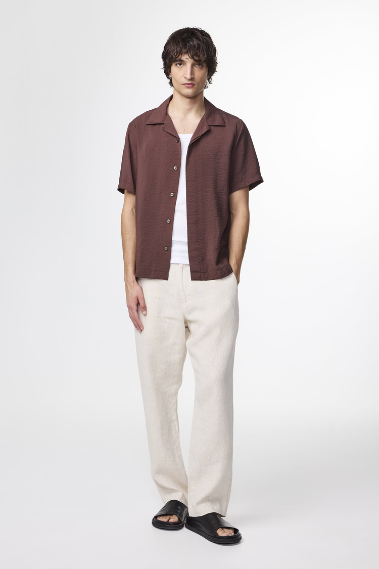 No Nationality 07 Hank Camp Collar Twill Shirt 'Coffee'