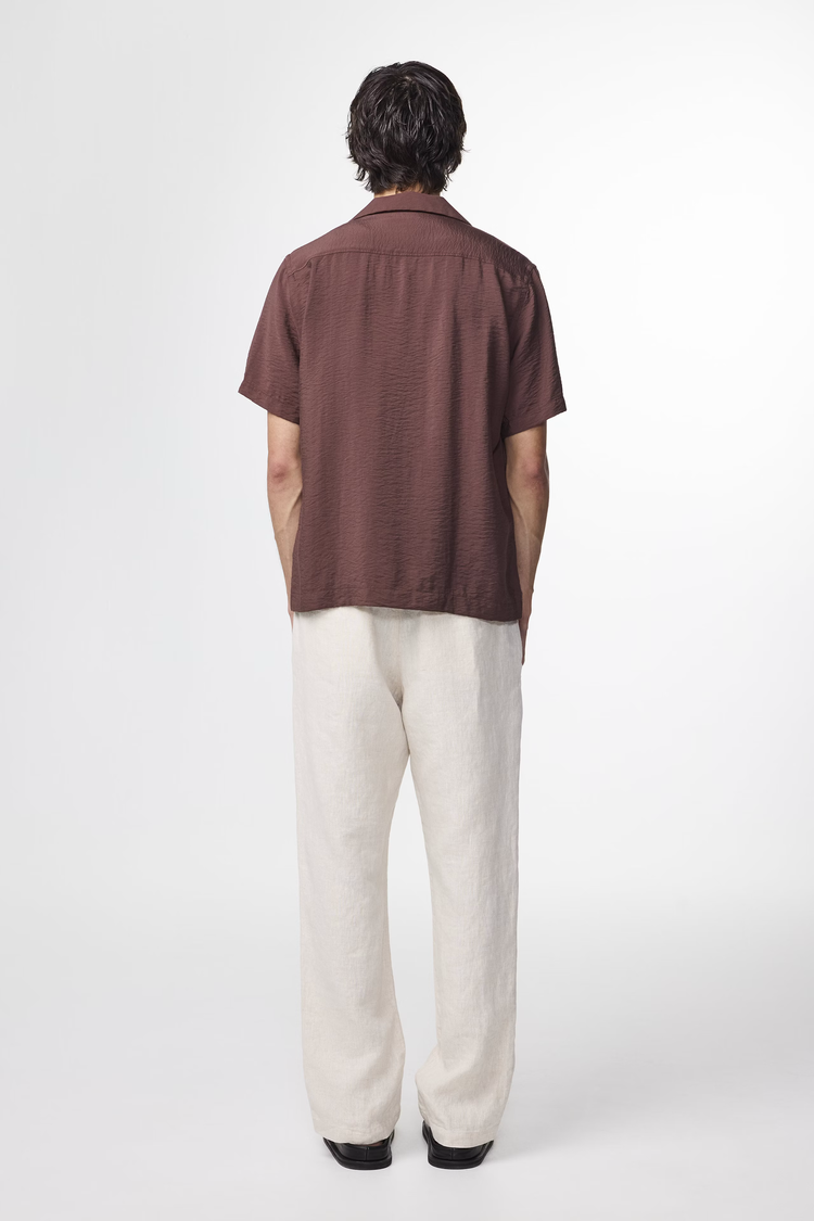 No Nationality 07 Hank Camp Collar Twill Shirt 'Coffee'