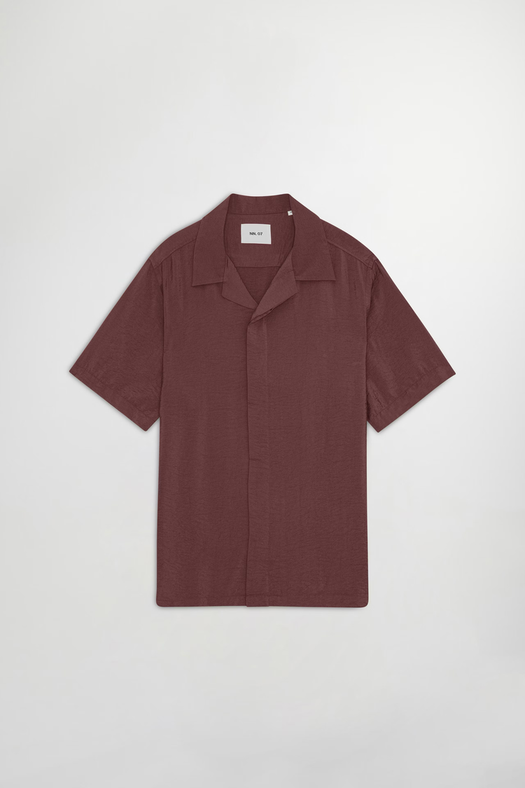 No Nationality 07 Hank Camp Collar Twill Shirt 'Coffee'