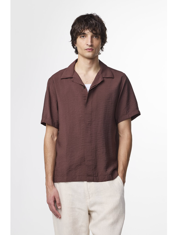 No Nationality 07 Hank Camp Collar Twill Shirt 'Coffee'