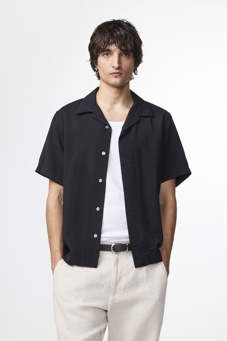 No Nationality 07 Hank Camp Collar Twill Shirt 'Black'