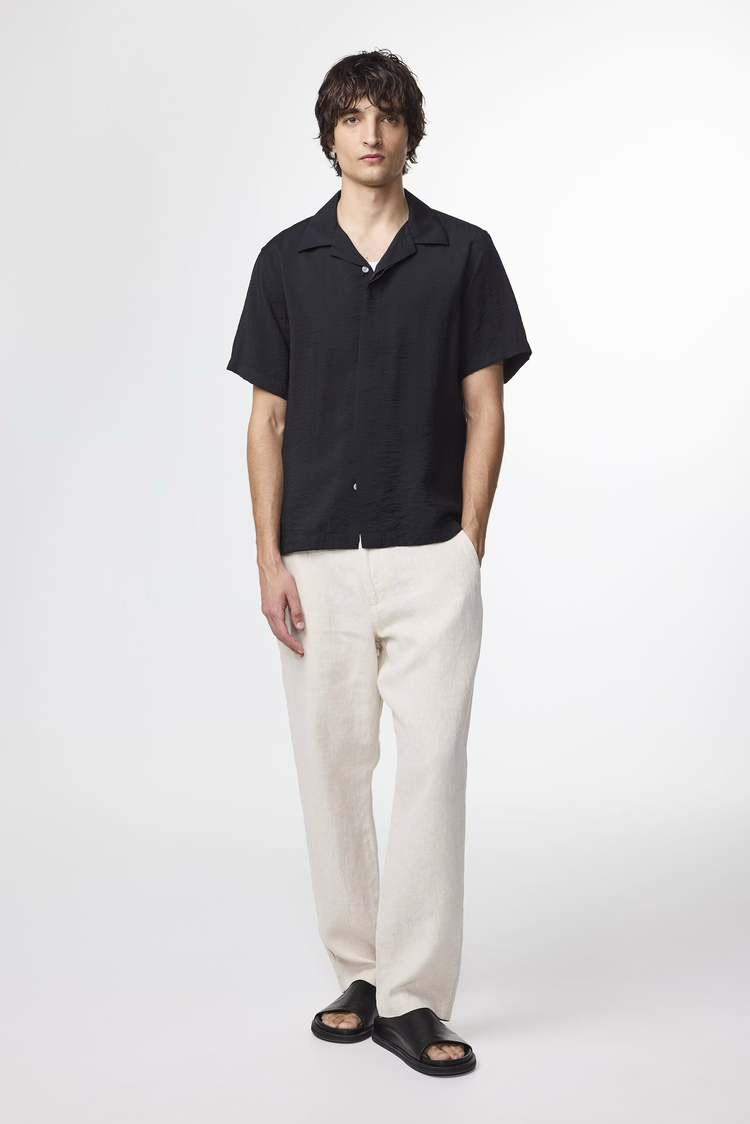 No Nationality 07 Hank Camp Collar Twill Shirt 'Black'