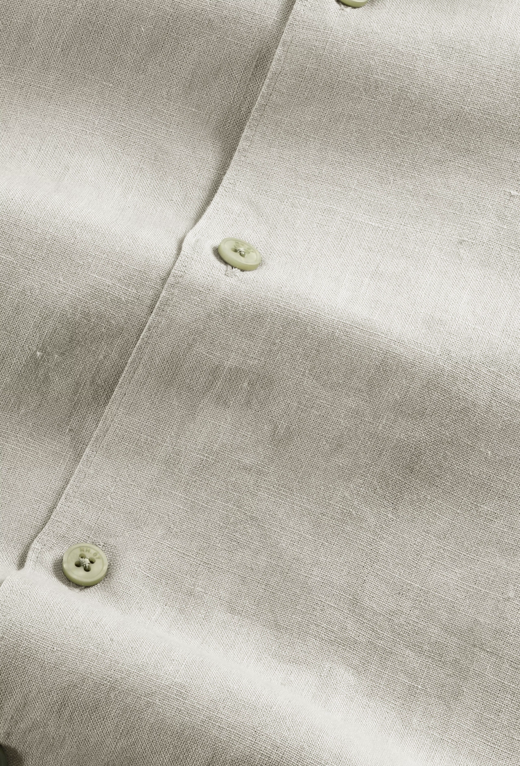 No Nationality 07 Julio 5708 Open-Collar Linen Shirt 'Sage Green'