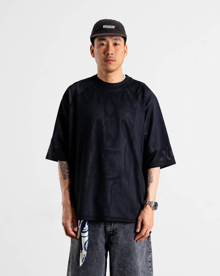 Woodbird Blake Mesh T-Shirt 'Black'
