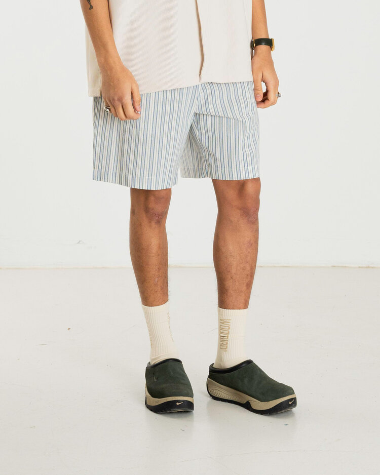 Woodbird Bommy Stripe Shorts 'Light Blue'